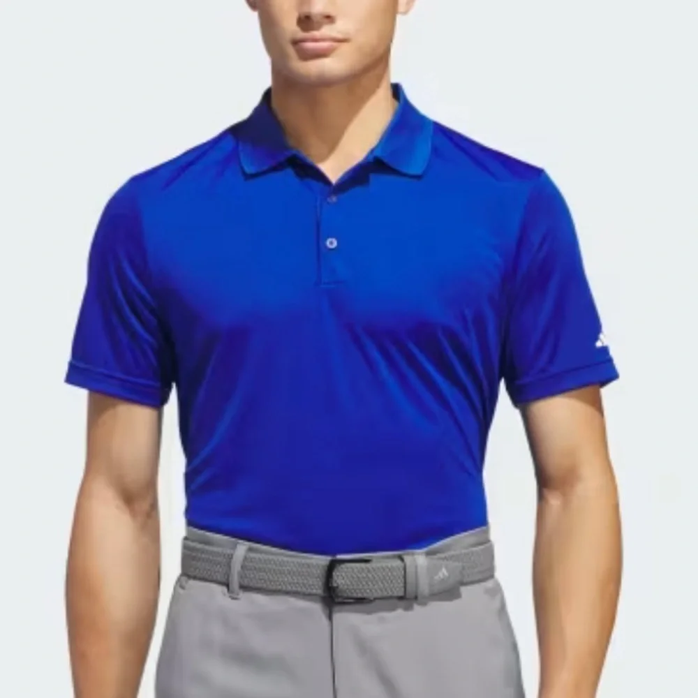 ADIDAS GOLF MENS PURE MOTION SZ Large BLUE SHORT SLEEVE GOLF POLO SHIRT